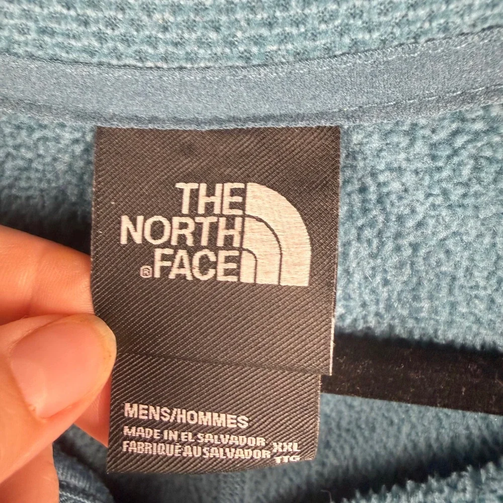 The North Face Men's Teal Blue Waffle Knit Fleece Lined Quarter Zip Size XXL